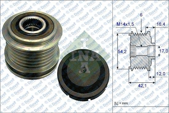 INA 535018110 Alternator Kasnagi Focus C-Max Focus Ii Fusion Kuga I 1.6tdci Doblo (263) 500l 1.6 D Multijet 2.0 D Multijet Combo 1.6cdti Mazda 3 1.6 Mzr Cd S40 Ii C70 Ii 1.6d 2.0d